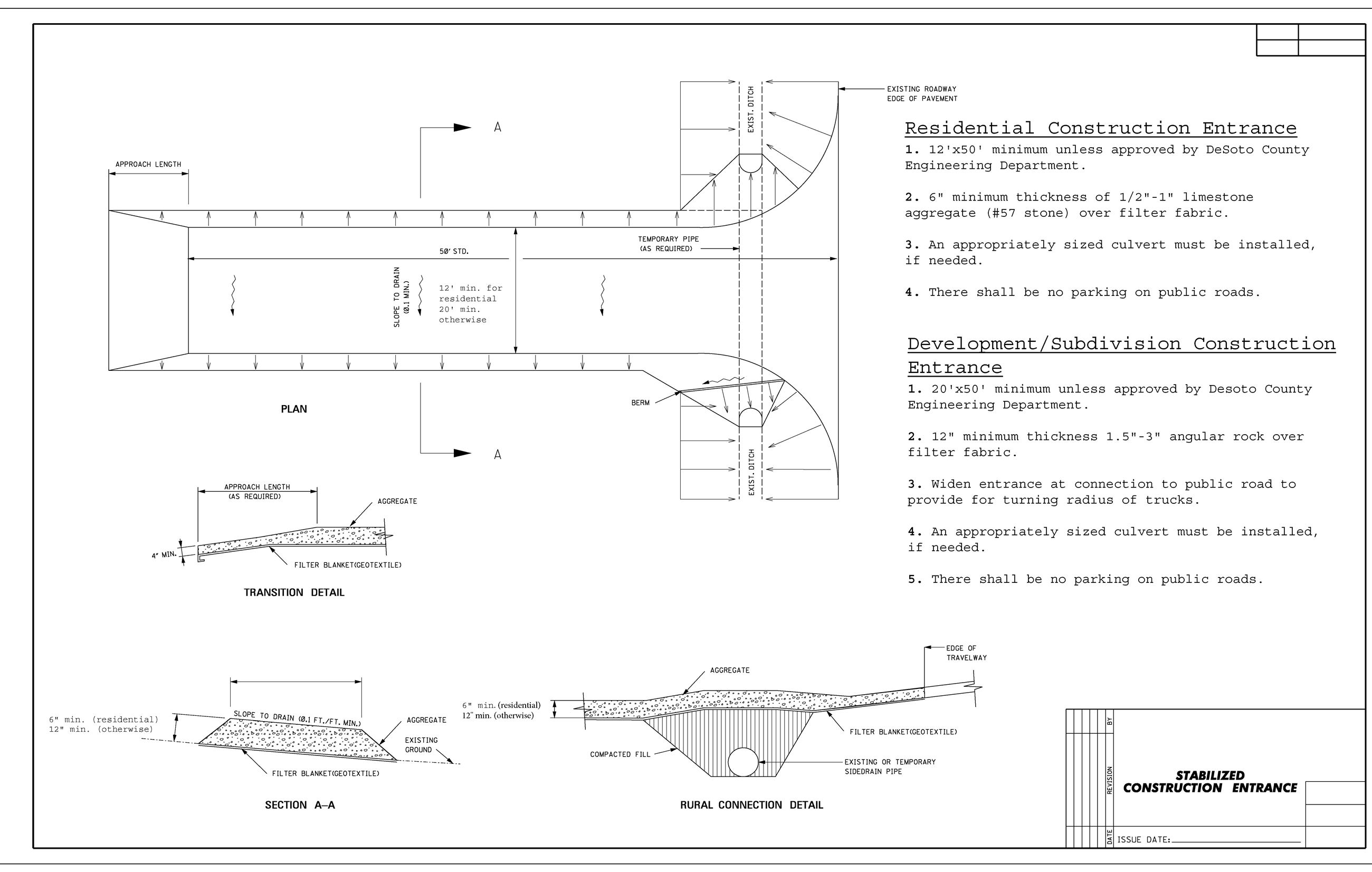 Desoto County Construction Entrance Detail Opens in new window